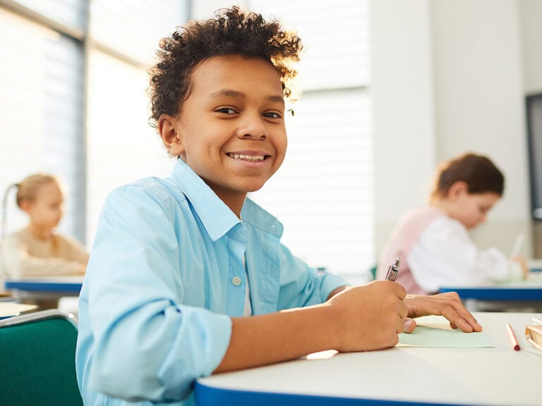 Middle school Boy Smiling at school