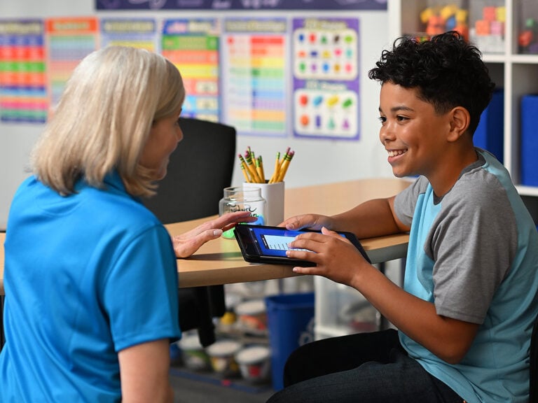 Student and teacher connecting